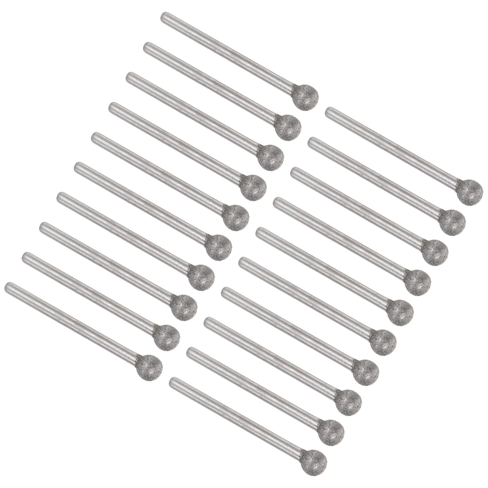 Kozelo 20pcs Diamond Grinding Bit - [6mm Dia 120 Grtis] Ball Head Carving Drill Bits Rotary Tool for Carving Polishing Use | 3mm Round Shank