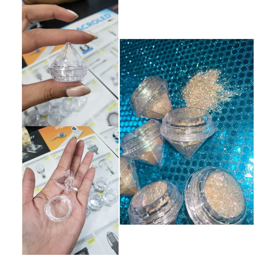 QXcom 25 Packs 5g Clear Cream Box Jars Diamond Shaped Empty Refillable Cosmetic Container Jar Pot with Lid Makeup Sample Trial Case Storage for Lip Blam Lotion Creams Eye Shadow Nails Powder Jewelry : Beauty