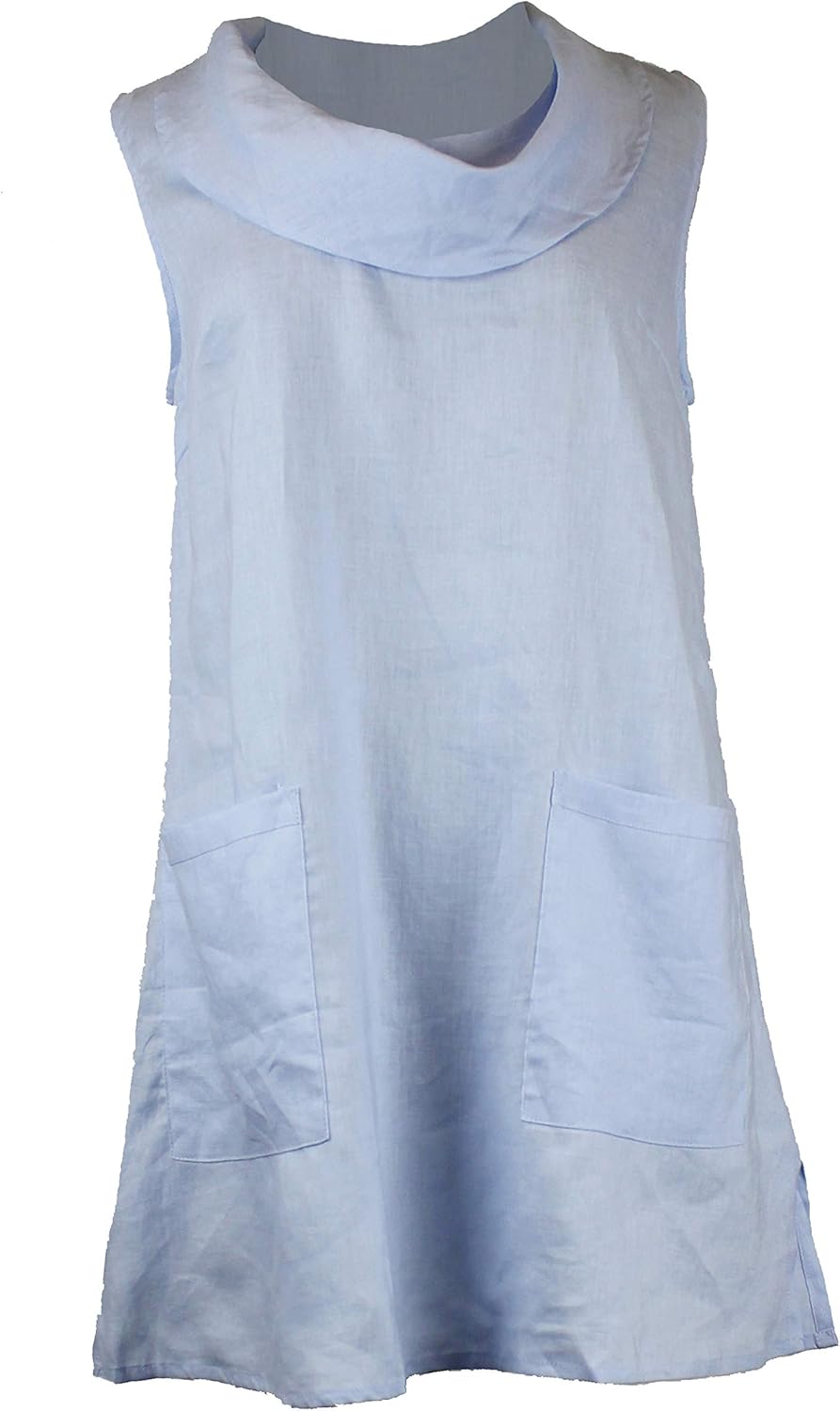 cowl neck linen dress
