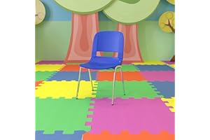 EMMA + OLIVER Navy Ergonomic Shell Stack Chair with Chrome Frame and 16" H Seat