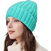 ZOORON 1&2 Winter Beanie for Women Soft Warm Slouchy Knit Hat Ski Stocking Cuffed Cap