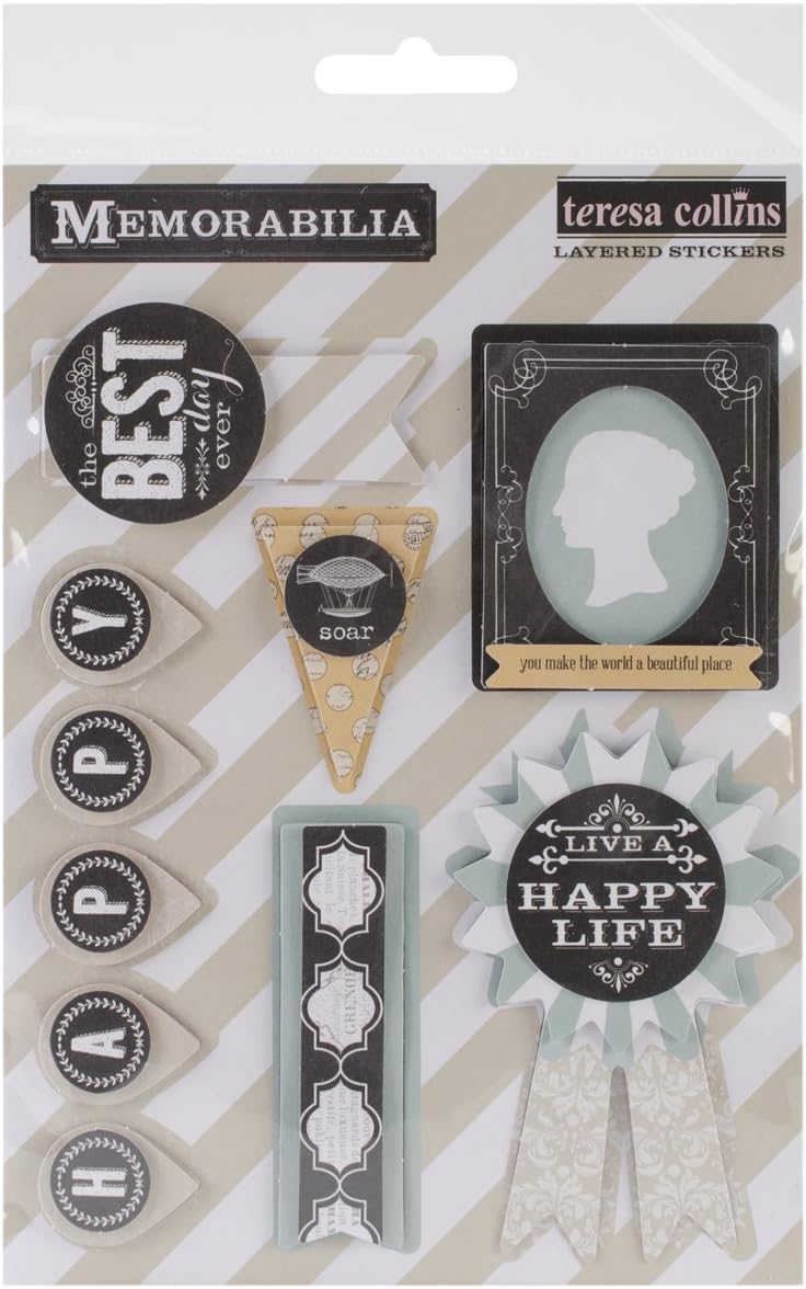 Memorabilia Layered Stickers 5"X6" Sheet-