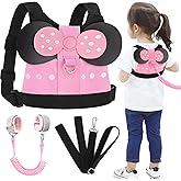 Accmor Toddler Harness Leashes + Anti Lost Wrist Link, Cute Kids Harness Child Leash for Girls, Adorable Child Anti Lost Leash Baby Walking Harness Belt Strap Protector for Outdoor Travel