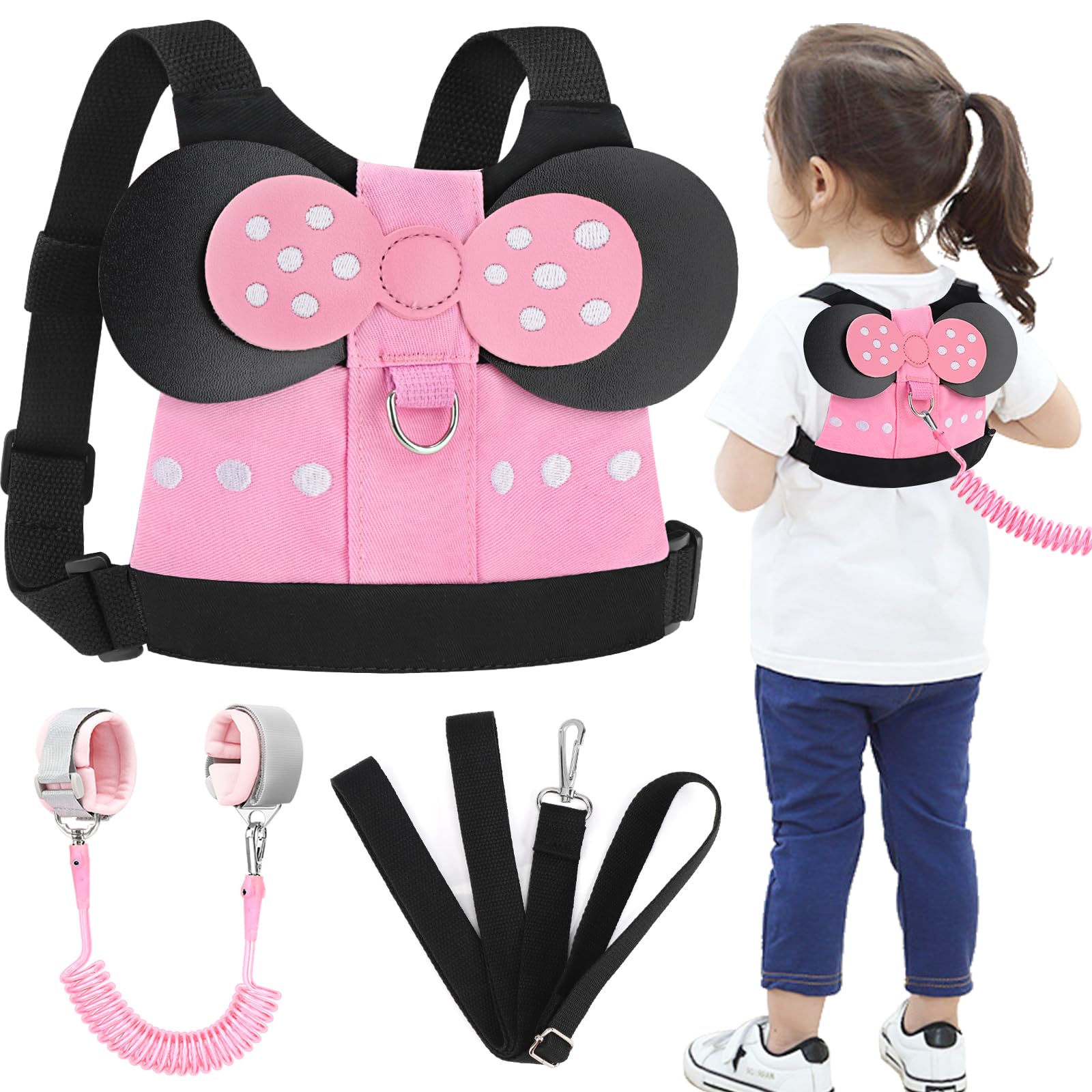 Photo 1 of Accmor Toddler Harness Leashes + Anti Lost Wrist Link, Cute Kids Harness Child Leash for Girls, Adorable Child Anti Lost Leash Baby Walking Harness Belt Strap Protector for Outdoor Travel
