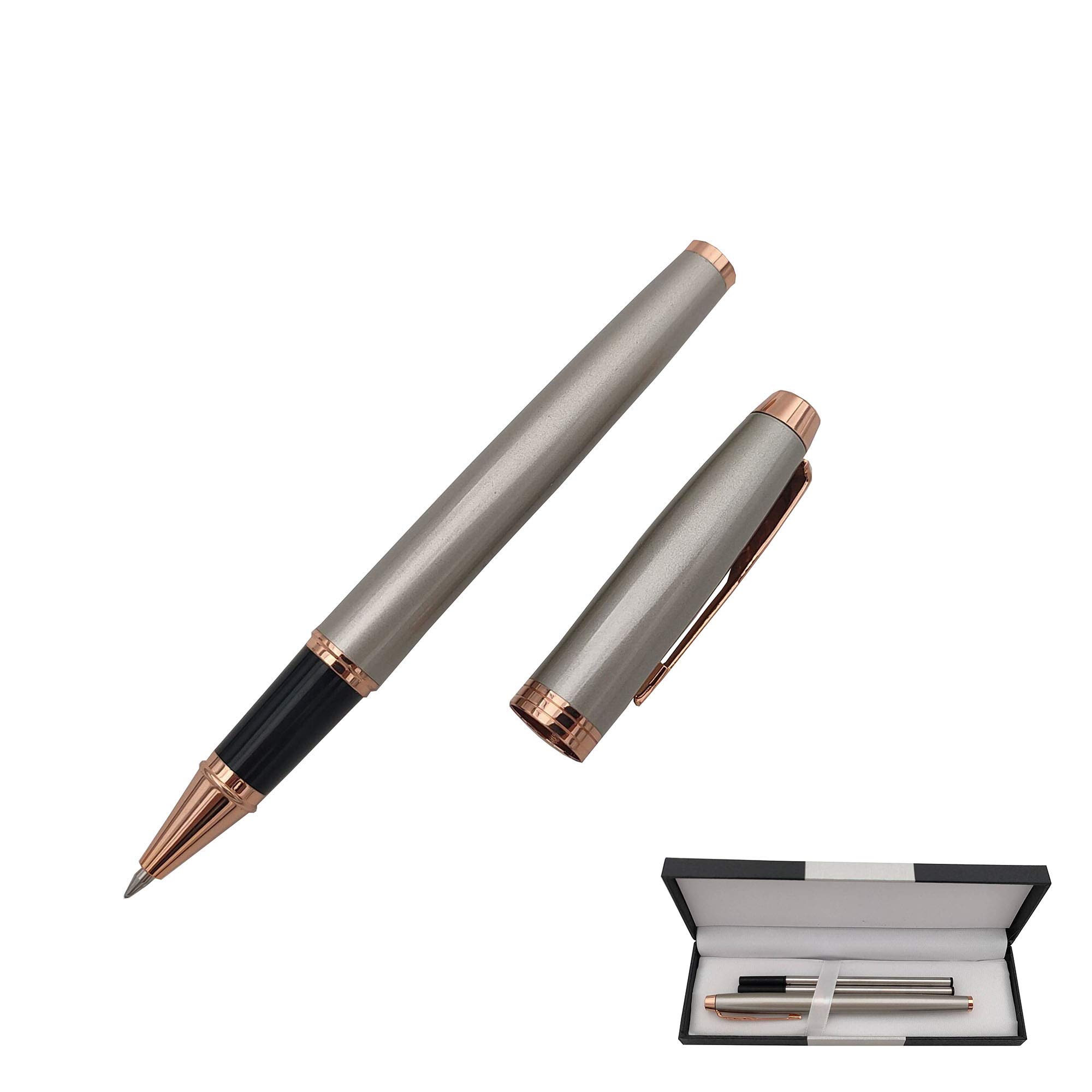 Accod Ballpoint Pen Student Gel Pen Signing Pen Metal Shell Streamlined Ballpoint Pen Gift For Student Family and Friends -0.5MM (Silver)