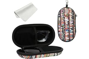 FlyingMage Double Eyeglasses Case, Hard Shell Dual Sunglasses Organizer with Zipper Clip Travel Glasses Storage for Women Men
