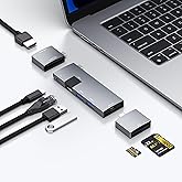 USB C Hub for MacBook, USB-C Hub 7-in-2, for Thunderbolt 4 Port, 4K 60Hz HDMI, Ethernet, 2 USB A Data Ports microSD SD Card Reader for MacBook Pro 13 Inch, MacBook Air M1 M2 M3 iPad Dell Lenovo