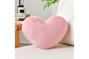 IREMATE Heart Pillow Pink Throw Pillows Decorative Pillows for Bed Couch Cute Faux Rabbit Fur Small Pillow for Women Valentine Anniversary Fall Halloween Christmas Home Decor (Mini, 13"x10")