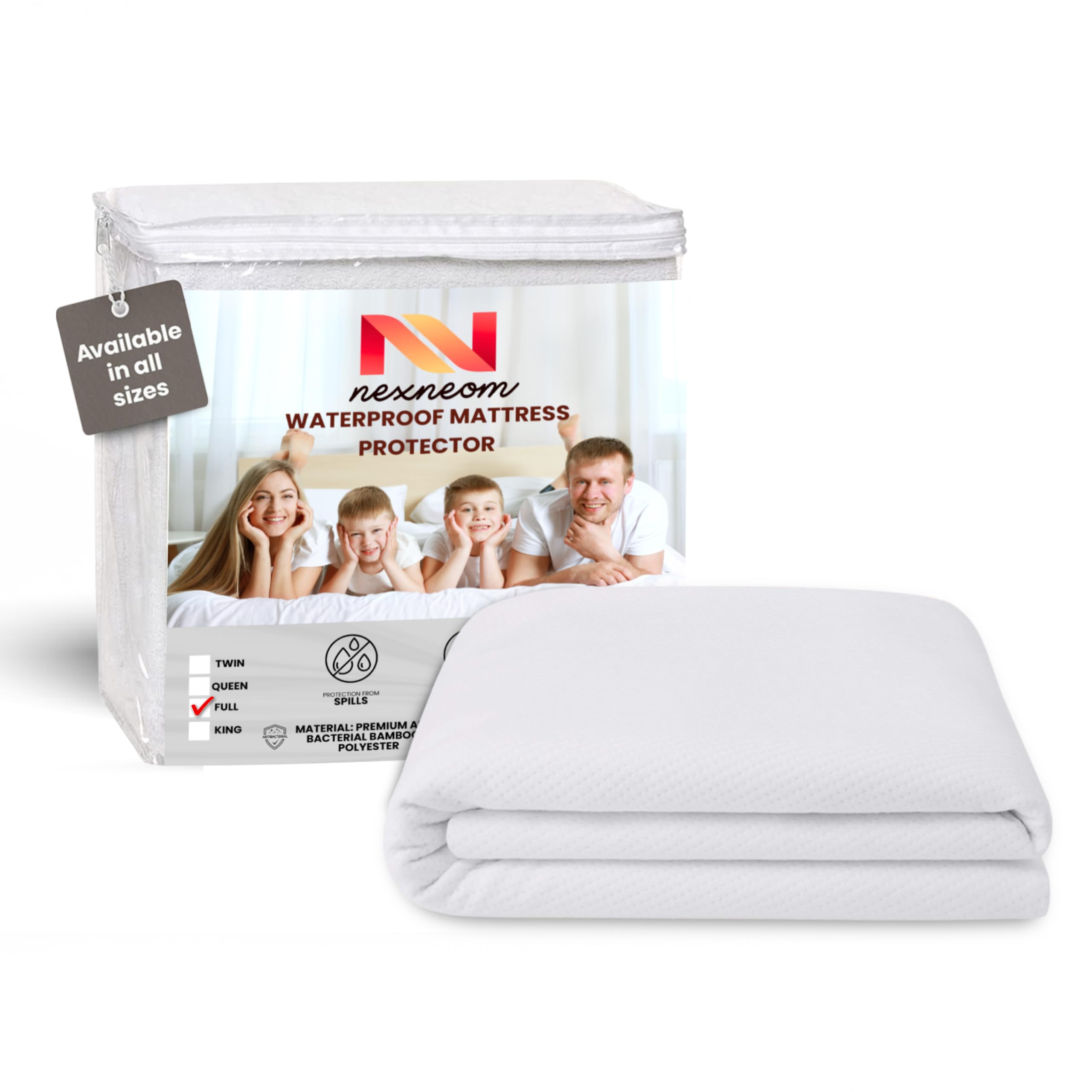 Photo 1 of NEXNEOM Waterproof Mattress Protector - Deep Pocket Fits 8-21'' Mattresses (White, Full) - Breathable Cooling 3D Air Fabric Mattress Cover, Smooth Soft Noiseless Bed Cover, Machine Washable