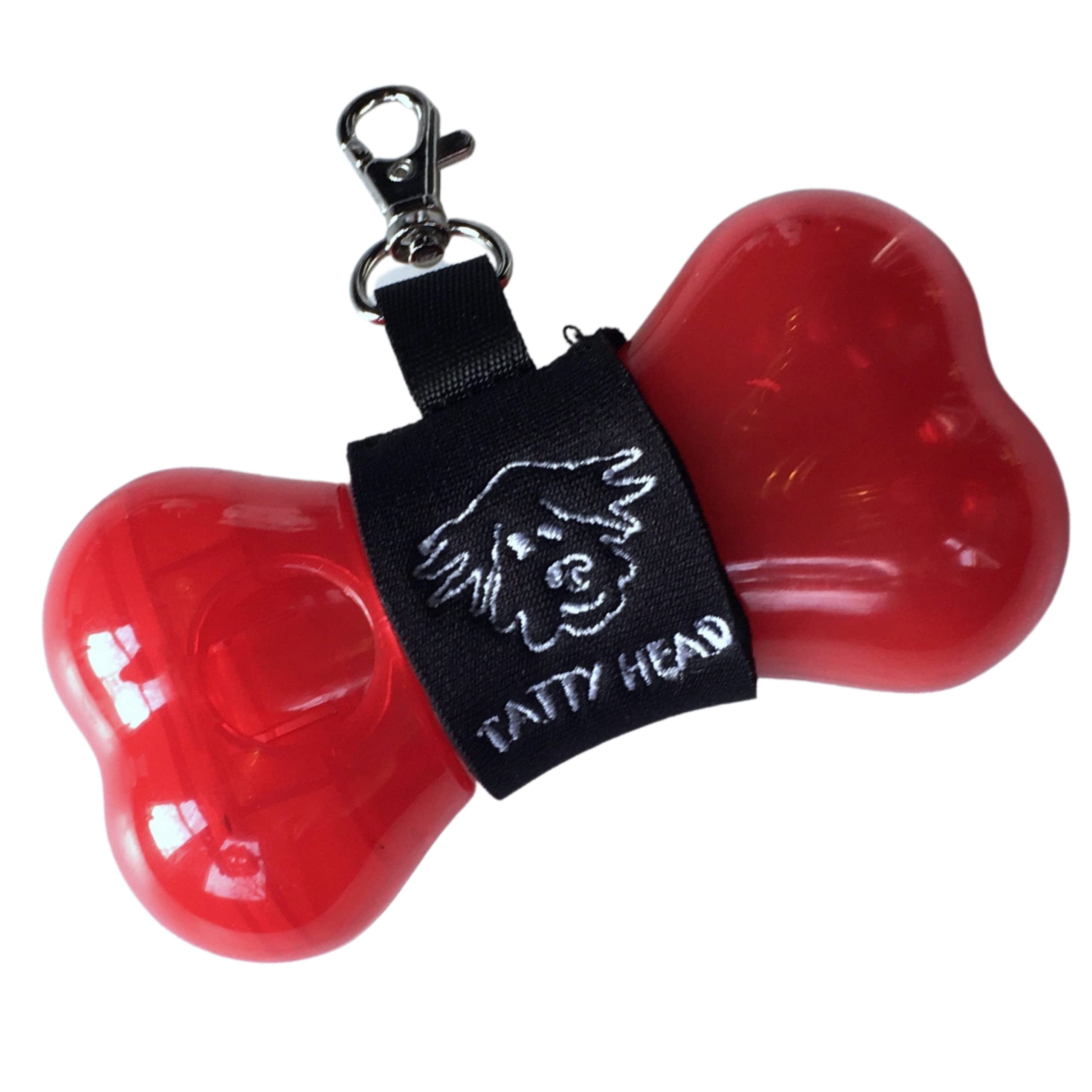 Tatty Head Dog Treat Dispenser And Recall Training Aid - Easy To Use Dog Treat Holder - Just Shake to Recall - Clip To Lead or In-Pocket, Ideal For Walks, Suits Both Dogs and Puppy - Bright Red