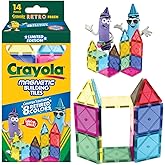 CreateOn Crayola Retro Magnetic Tiles, Building Set for Kids, Magnetic Building Toys for Kids, STEM Travel Toys for Boys and Girls Ages 3+, 14-Piece Set (Retro)