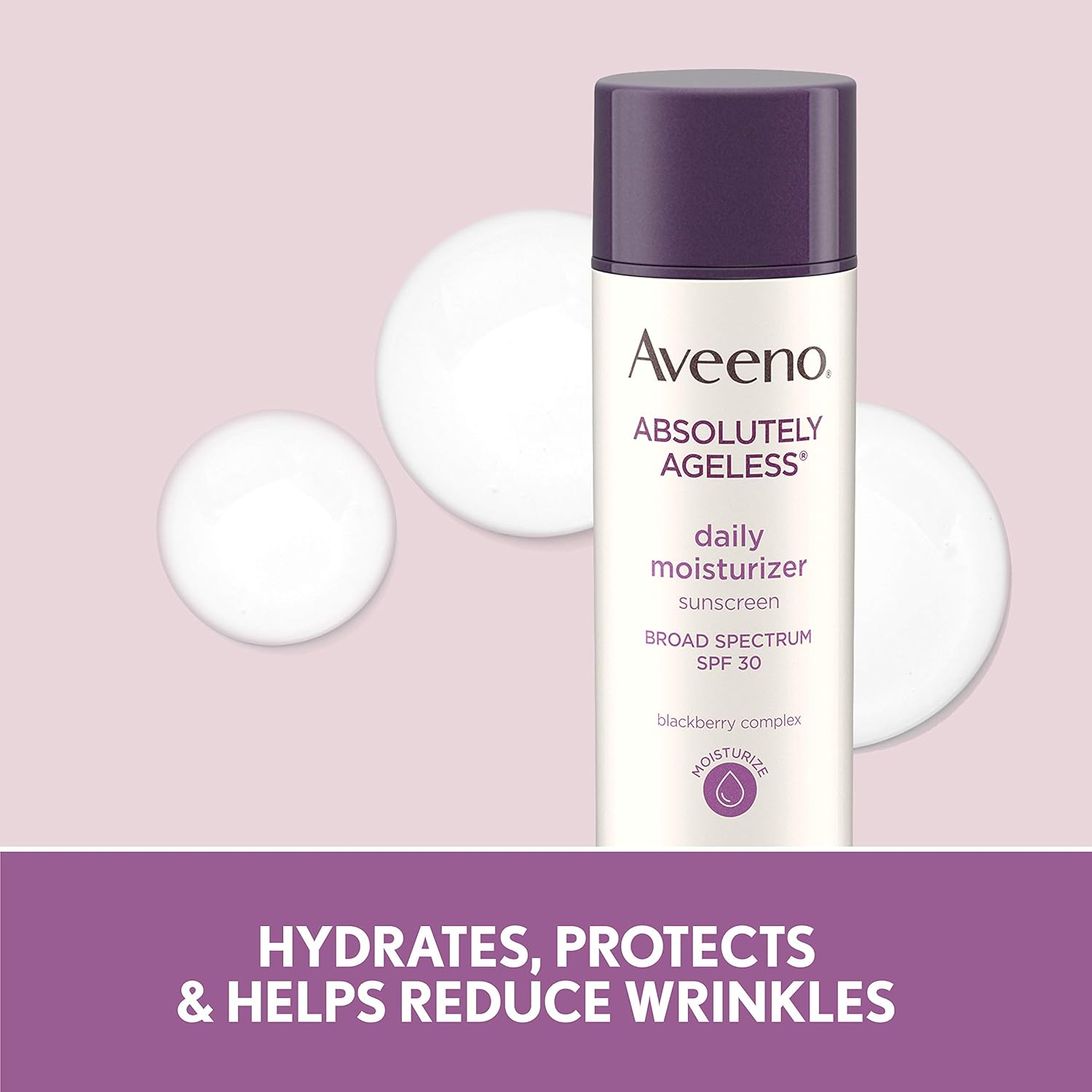 Aveeno Absolutely Ageless Anti-Wrinkle Facial Moisturizer with SPF 30 Sunscreen, Antioxidant-Rich Blackberry Complex, Vitamins C & E, Non-Comedogenic & Oil-Free Moisturizer, 1.7 fl. oz: Beauty