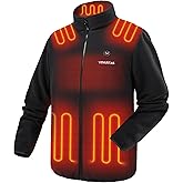 Venustas Men's Fleece Heated Jacket with Battery Pack, Soft Lightweight Heated Coat for Outdoor