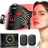 Gracekey Red Light Therapy Mask for Face, Dual Battery/ 4-in-1 352 LED/ 4 Modes/Cordless Red Light Face Mask, 850nm Infrared Face Mask Light Therapy for Home Skincare FDA Cleared Black