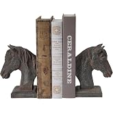 Braxio Horse Bookends Vintage Decor - Set of 2 Antique Rust Finished Horse Head Book Ends for Shelves Desk Office Decor Gifts 5.3 x 3.7 x 7 Inches