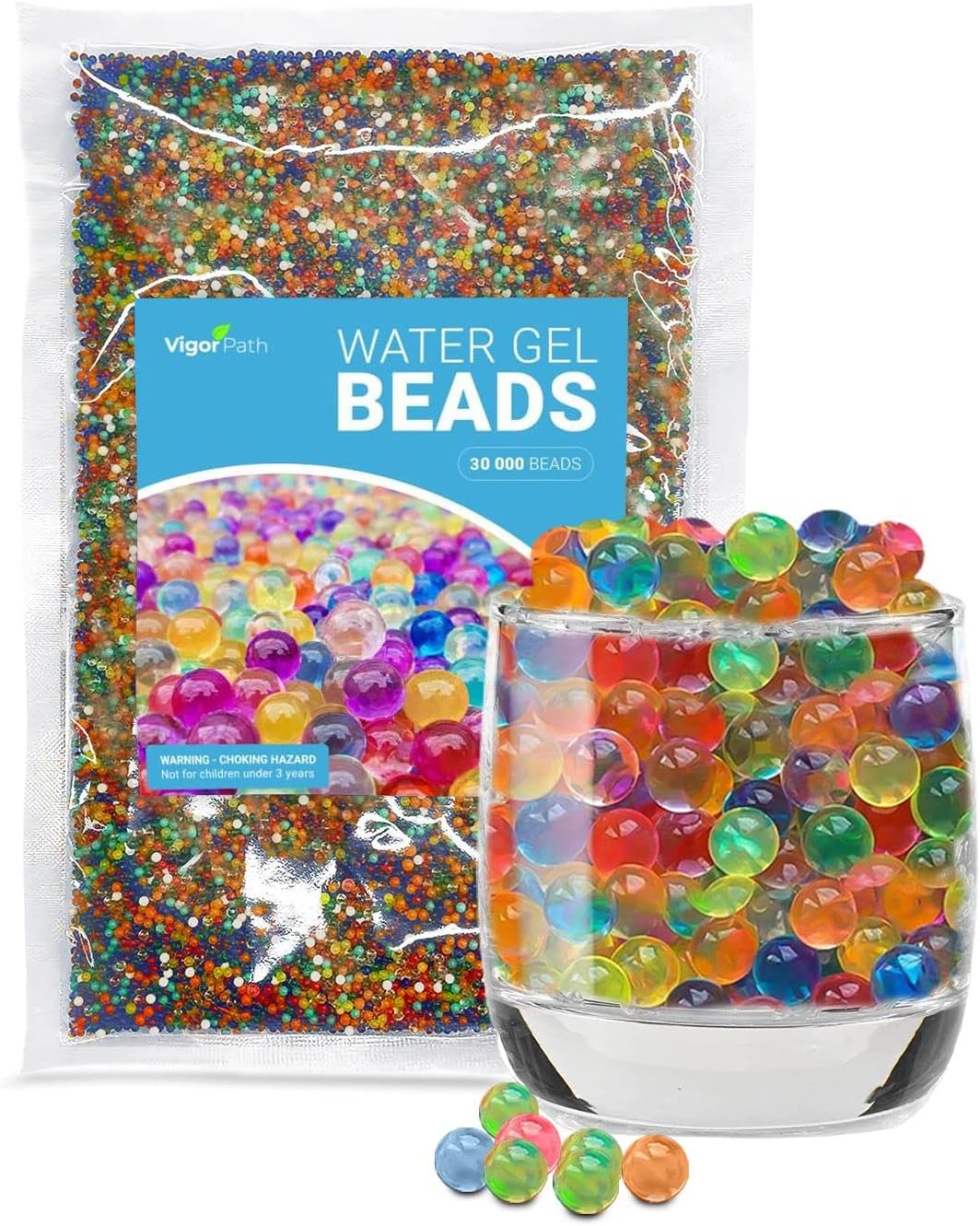 Vase Fillers - VIGOR PATH 30,000 Large Water Gel Beads - Floating Pearls - Non-Toxic Polymer Water Absorbent Beads Decorative Vase Fillers for Weddings, Floating Candle & Parties - Mix