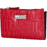 Nautica High Tide Small Wallet for Women, RFID Blocking Slim Credit Card Holder with Zipper Coin Pocket, Bifold Compact Wallet with ID Window, Red Printed
