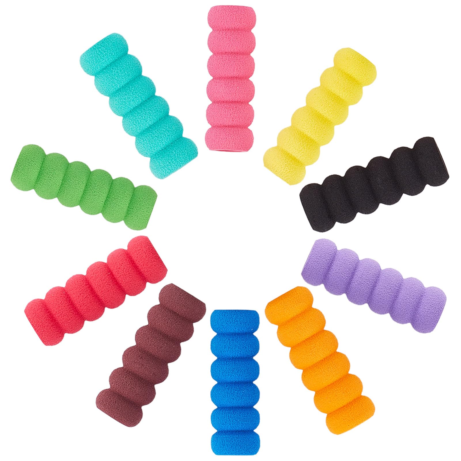 GORGECRAFT 30PCS 10 Colors Foam Pencil Holder Grips Cushions Painting Pen Grippers Pencil Holders Writing Drill Pen Grippers Aid Comfort Point Pen Sleeve Posture Correction Tool for Relieving Fatigue