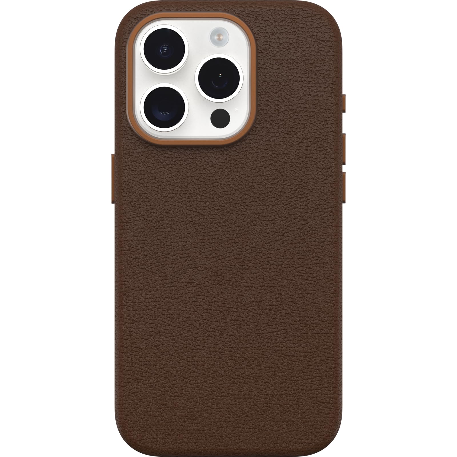 Photo 1 of OtterBox iPhone 15 Pro Symmetry Series Cactus Leather for MagSafe - Rich Adobe (Brown), sustainably sourced, Snaps to MagSafe, Ultra-Sleek, Raised Edges Protect Camera & Screen