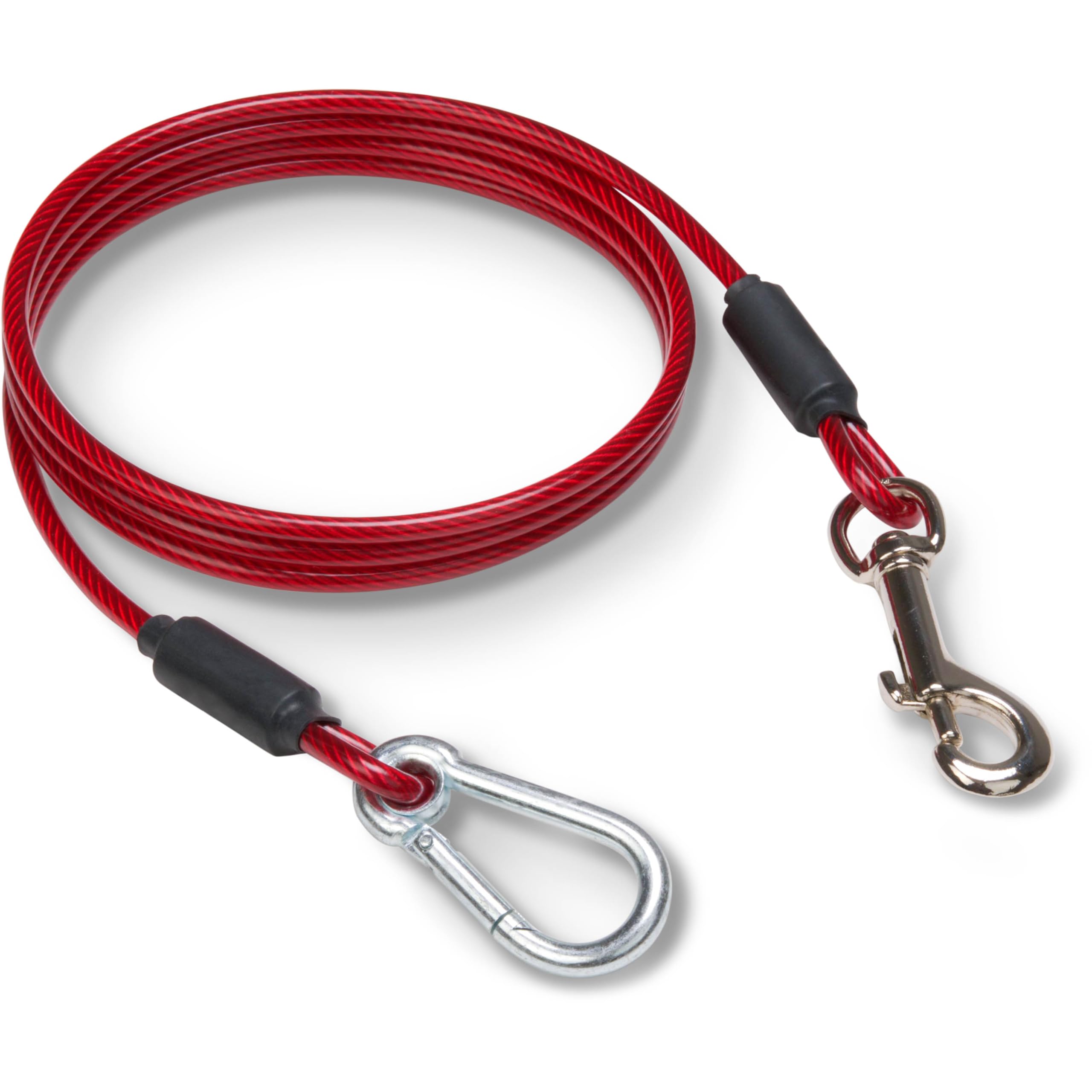 Leash Boss - 5 Foot Dog Tie Out Cable for Large Dogs - Heavy Duty Tether for Outside Dog Runner - Durable, Chew-Proof, Dog Lead for Yard, Camping, and Training Classic Red