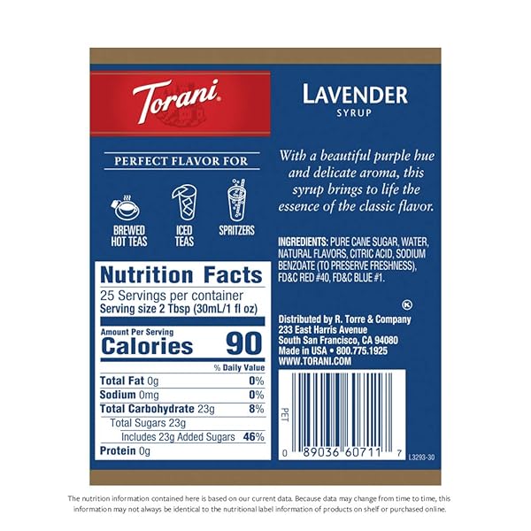 TORANI SYRUP, LAVENDER, 25.4 OUNCES (PACK OF 1)