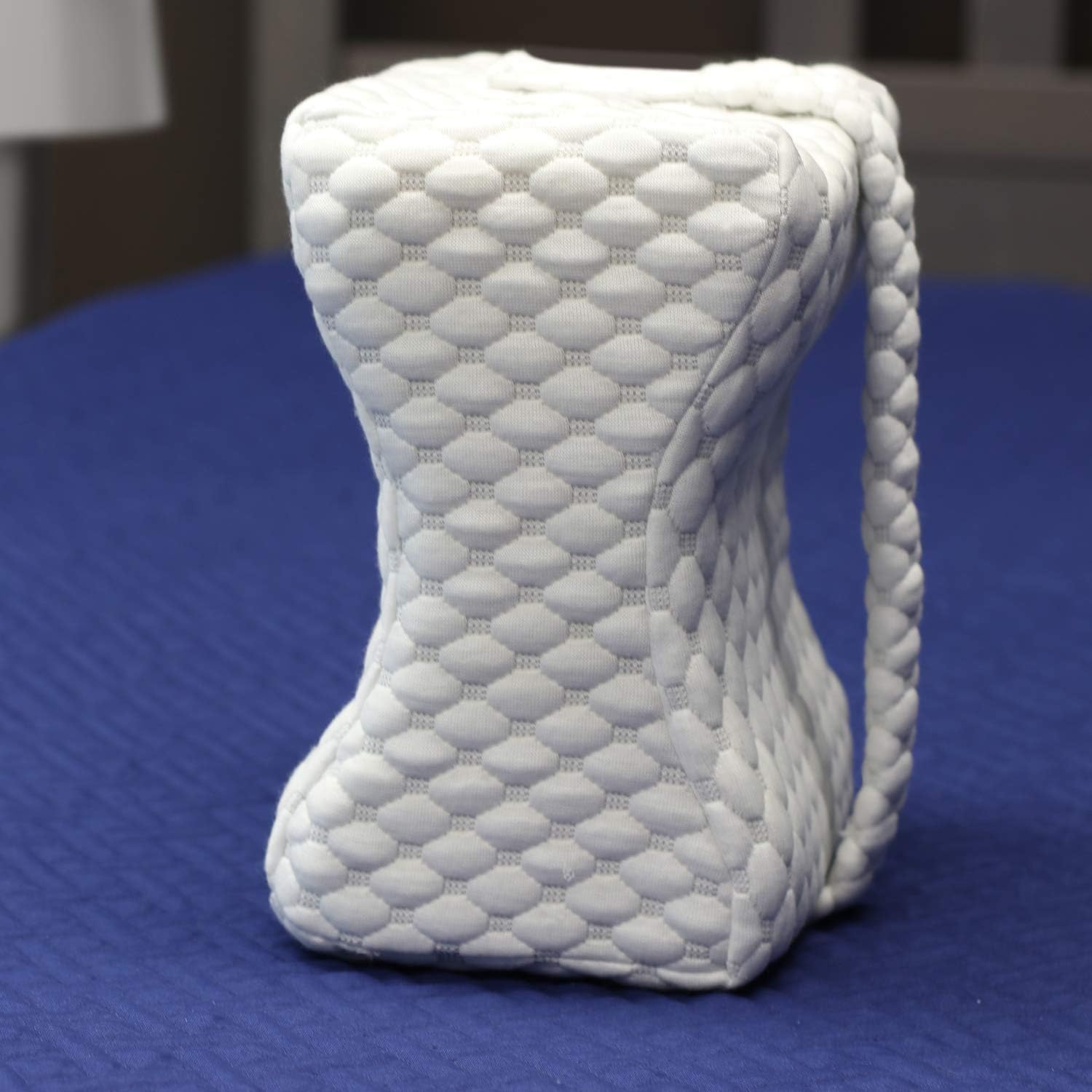 wavveUziz Gel-Infused Pure Memory Foam Knee Pillow Leg Pillow for Hip, Back, Leg, Knee Pain Relief Side Sleeper Pregnancy Lower Back Pain Ergonomic Curve Contour Pillow Removable Strap Washable Cover