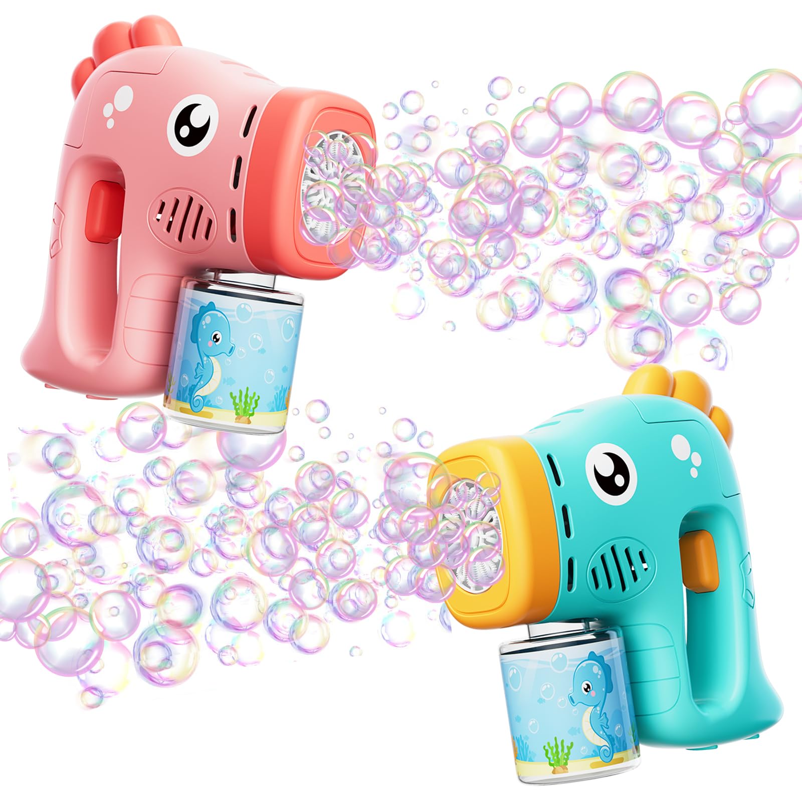 Photo 1 of 2 Pack Bubble Guns - Battery Operated Bubble Machine with Multiple Holes, Bubble Blaster for Outdoor Play, Bubble Toys for Kids 3-12, Includes Bubble Solution for Boys & Girls