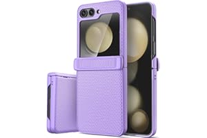 Vihibii for Samsung Galaxy Z Flip 5 Case, Built-in Hinge Protection & Outer Screen Protector, Slim & Fit Non-Slip Texture Shockproof Rugged Phone Protective Cover Case for Galaxy Z Flip 5 5G, Purple
