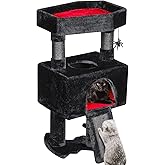 BEWISHOME Cat Tree Tower for Indoor Cats, Gothic Cat Trees with Coffin Bed | Goth Cat Tree/Condo/House with Scratching Posts, Cat Shelves with Spider Toy, Pet Play Activity Center Black with Red MMJ95R