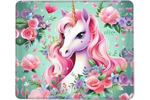Pink Unicorn Locking Edge Mouse pad, Non-Slip, Washable, Suitable for Office, Study and Games