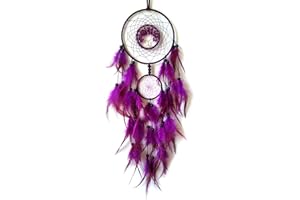 SOYUZU Purple Dream Catchers Tree of Life Dream Catcher for Bedroom Decor Crystal Stone Dream Catcher for Wall Hanging Decor Gifts