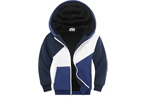 Ceoutdoor Fleece Jacket for Boys Sherpa Lined Hoodie Zip Up Sweatshirts Teenage Kids Winter Warm Coat Outwear, Size 6-15