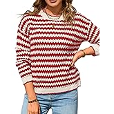 EHSUYAB Womens Trendy Ribbed Knit Sweater, Crewneck Pullover Striped Color Block Long Sleeve Tops, Fall Winter Casual Outfits