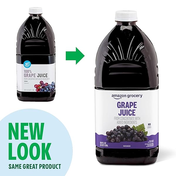 AMAZON GROCERY, GRAPE JUICE, 64 FL OZ (PREVIOUSLY HAPPY BELLY, PACKAGING MAY VARY)