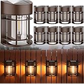 DOESLAG Solar Fence Lights, 8 Pack Deck Light Waterproof Solar Outdoor Lights for Garden Fence Post Backyard Decor, Brown