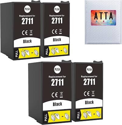 ATTA 27XL Ink Cartridge Compatible Epson Black 4 Pack for WF-7720 WF-3620