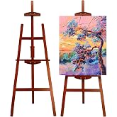Stuelloaf Adjustable Walnut Pine Wooden Painting Easel, Art Easel Stand | A-Frame Easel Hold up to 43'' Painting Canvas for Wedding Sign and Poster, Drawing for Adults, Begginners and Students
