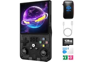 XISKT R36MAX Retro Handheld Game Console,128GB Open Source System Support 30+ Emulator Console,4.0 Inch IPS Screen Retro Gaming Console,4000mAh Battery,Portable Video Game Console for Christmas(Black)