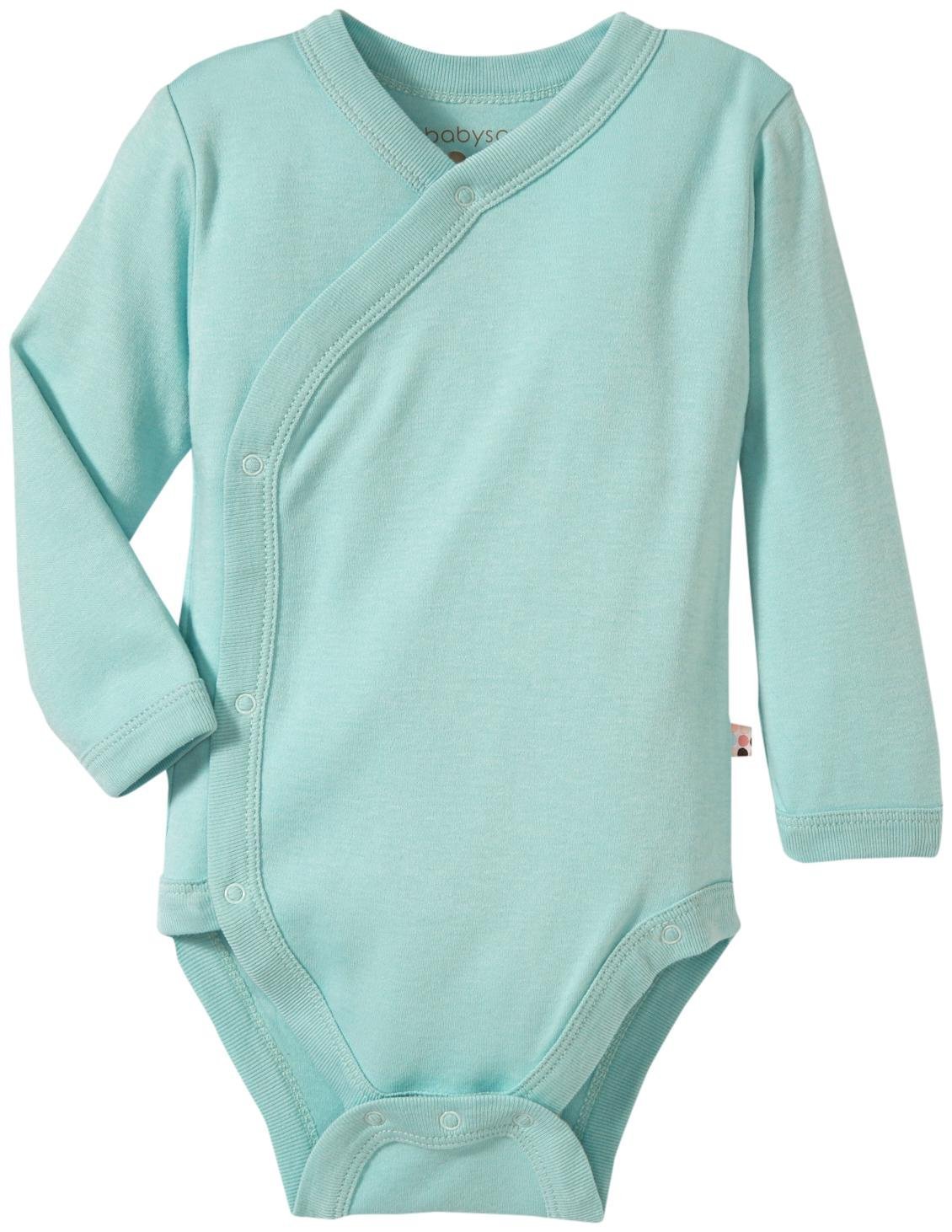 Babysoy Organic Long Sleeve Modern Solid Kimono Bodysuit/Onesie,Thunder,18-24 Months