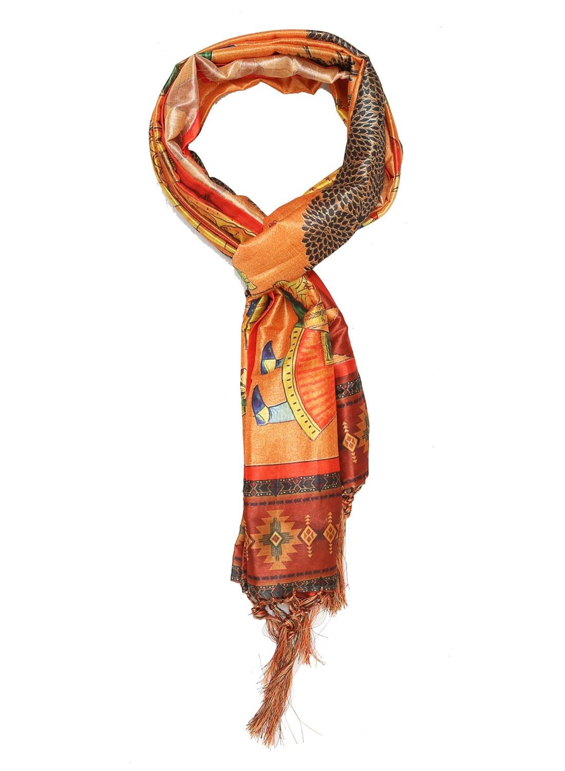 grishti orange printed womens silk stole