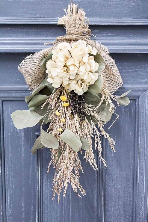 Amazon ドライフラワーのユーカリとアジサイのスワッグ インテリア オンライン通販