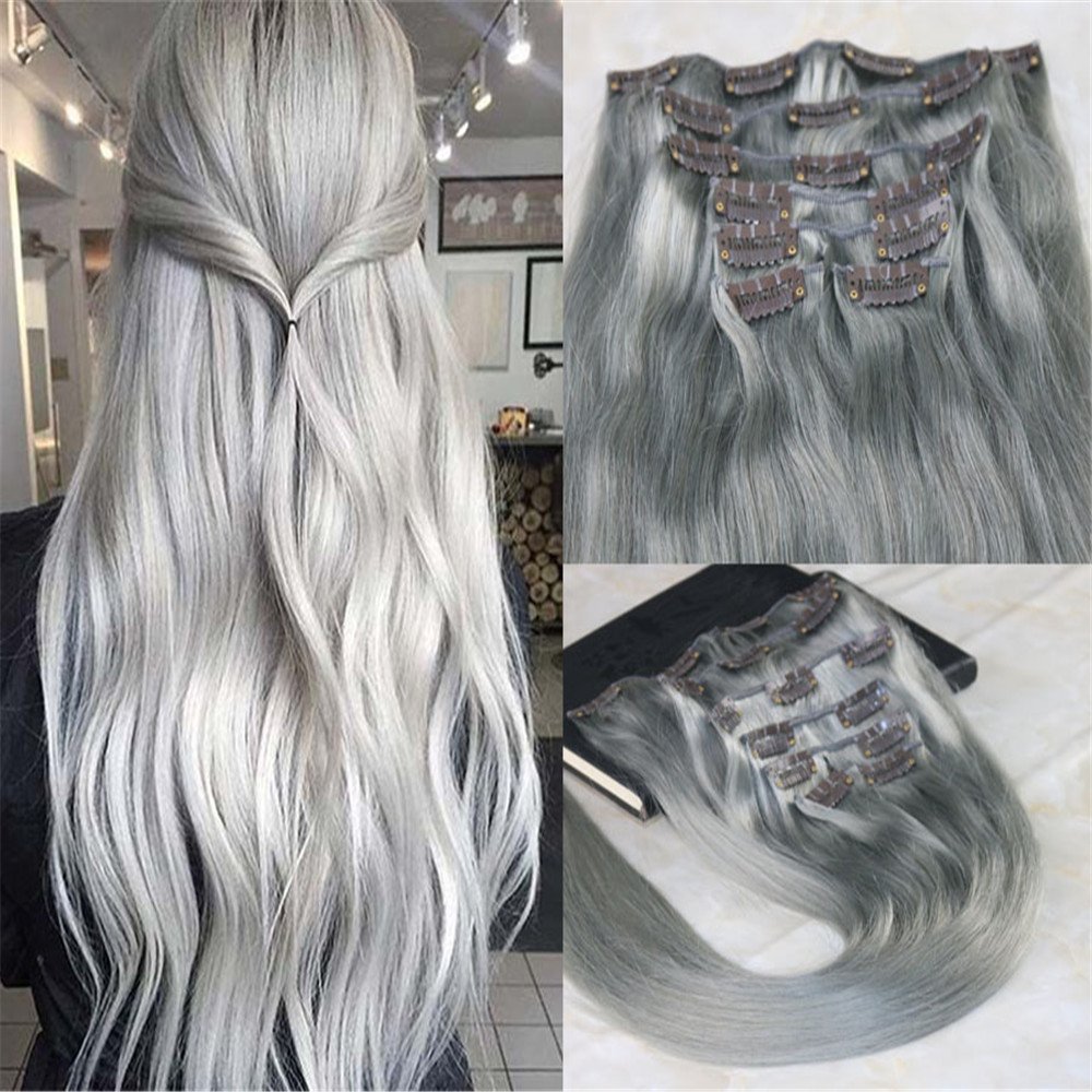 14 Silver Hairdancing 14 120gram 7pcs Dip Dye Hair Silver