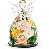 Kemiputi Preserved Rose Forever Flower in Glass Angel Figurines - Valentines Day, Birthday Gifts for Mom Women Her | Colorful Anniversary for Grandma Wife from Daughter