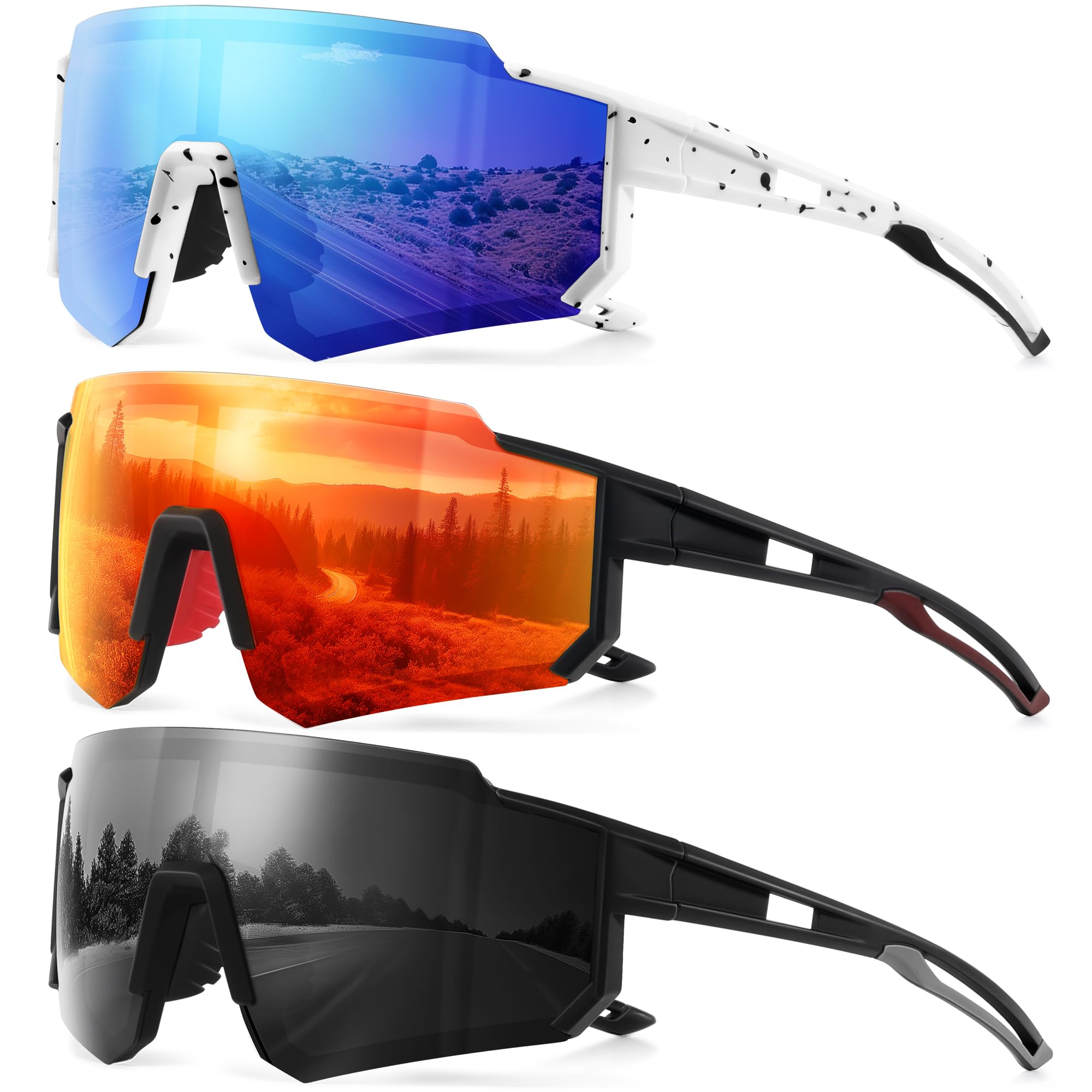 Photo 1 of gesruny Polarized Sport Sunglasses for Men and Women, Lightweight TR90 Sun Glasses with UV Protection for Cycling Running