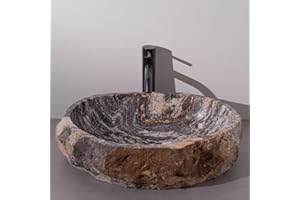 MIDUSO 225 - Handcrafted Irregular River Stone Vessel Sink; Real Stone Sink; Unique Vessel Sink - Choose Your Design Under 'Color' Options