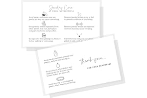 LASHICORN Jewelry Care At Home Instruction Cards | 50 Pack | 2 x 3.5” Business Card Size | Jewelry Care Supplies | Jewelry Consultant Supplies | Add to Jewelry Care Kit | Minimalist Black and White Card Design