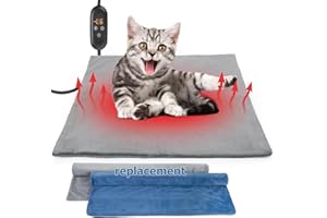 Glovv Heated Cat Bed Indoor, Cat Heating Pad with 6 Adjustable Temperature Cats & Dog Pet Outdoor Heating Pad, 2 Pack Replaceable Washable Cover Auto Power Pet Heated Dog Bed, 18"*18"