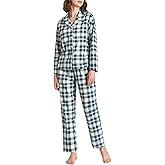 Latuza Women's Petite Flannel Pajama Set Soft Cotton Button Up PJs Set