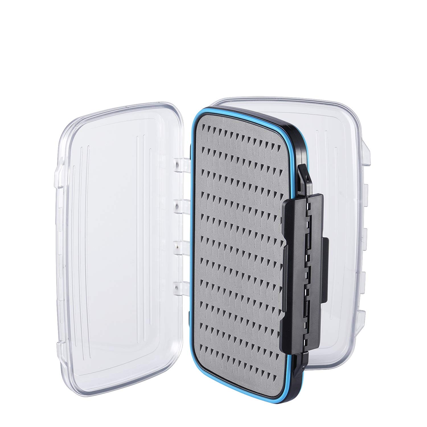 Gonex Fly Boxes for Fly Fishing Two-Sided Waterproof Lightweight Fly Fishing Box Easy Grip Transparent Lid Fly Fishing Lures Box, 18.5x 11.7x 3.8 cm, Grey