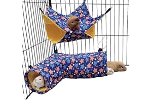 EAEDMY Guinea Pig Rat Tunnel Ferret Hammock, Small Animal Corner Tunnel & Tubes & Bed for Hedgehog Piggy Chinchilla Hideout Toys and Cage Accessories (3.Hammock&Tunnel)